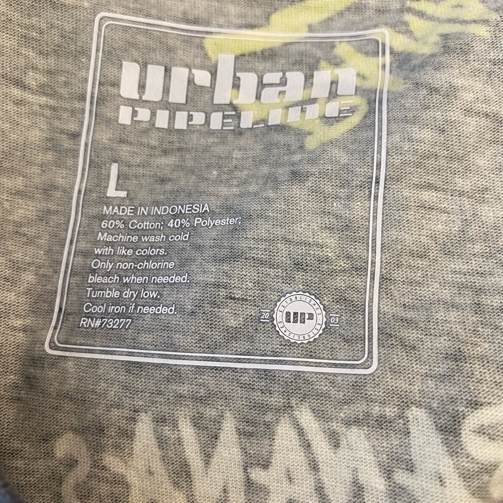 NWT Urban Pipeline ‘BANANAS’ Graphic Tree (Size:L, Color:Gray/Blue/Yellow) - Picture 3 of 3